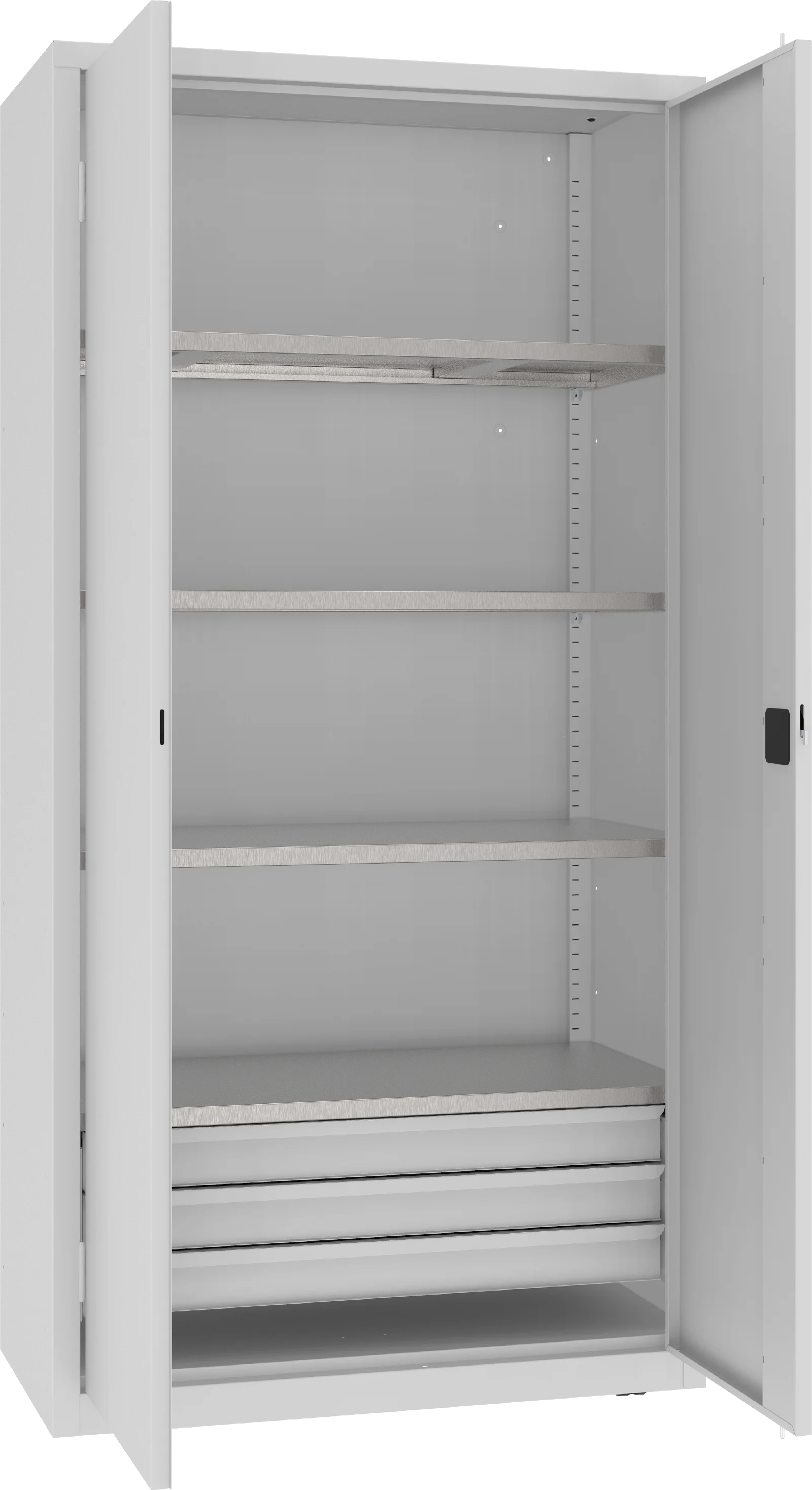 CIĘŻKIE SZAFY WARSZTATOWE MSW Z PÓŁKAMI I SZUFLADAMI